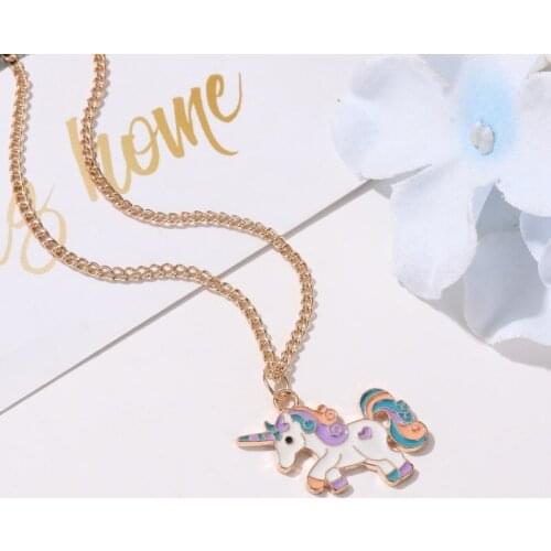 Cute Unicorn Pendant Necklace For Women New Jewelry Cartoon Pony Necklaces & Pendants Charms Jewellery Collier Femme A2510