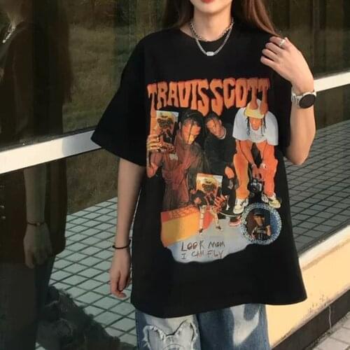 2021 retro character printed short-sleeved T-shirt men and women loose street ins summer new top T-shirt