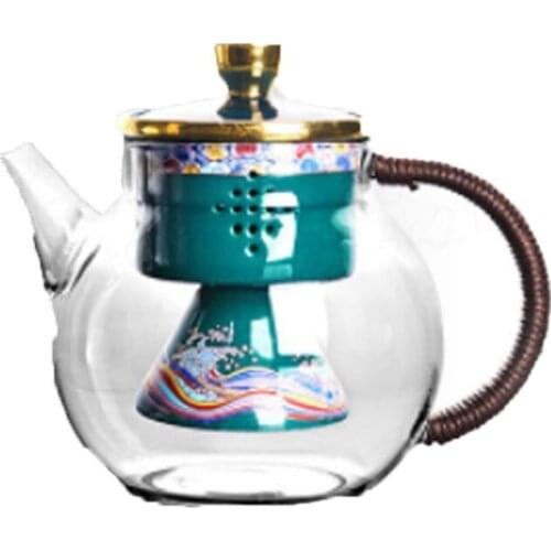 Enamel glass tea boiling set white tea steam boiling teapot kettle net red tea set automatic electric pottery furnace