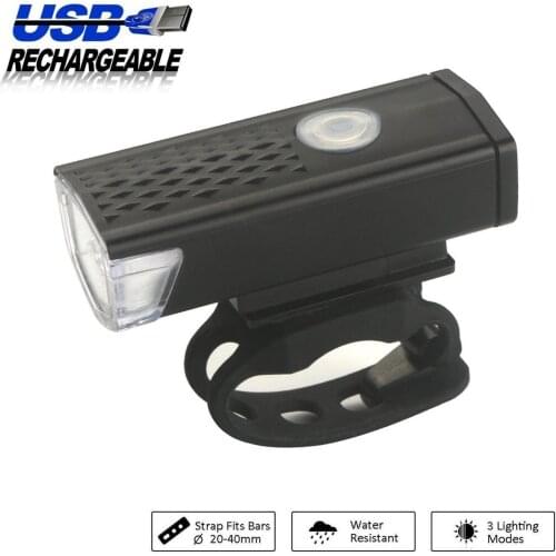 USB Rechargeable LED Bike Light Super Bright 300 Lumen 3 Modes Front Headlight Bicycle Accessories Replacement Parts