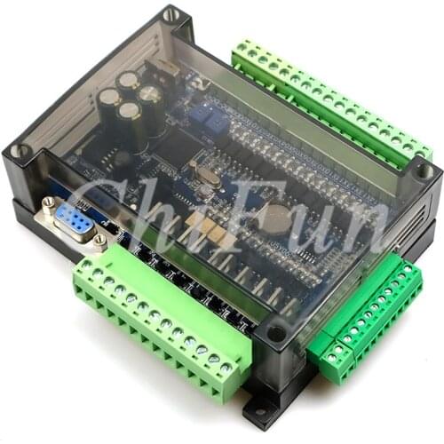 Freeshipping FX1N FX2N-24MT 6AD 2DA PLC industrial control board encryption 6 way NTC 10K temperature RS485 RTC with shell
