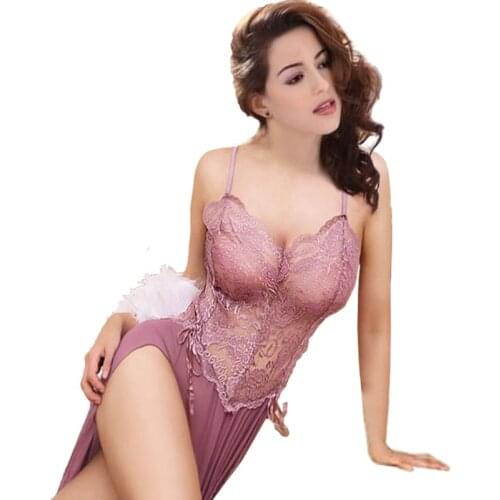 New Sexy Lingerie Women Hot Plus Size S-6XL Erotic Lace Sheer Elegant Lady lingerie Sleepwear Dress Sexy Lingerie + G String Set