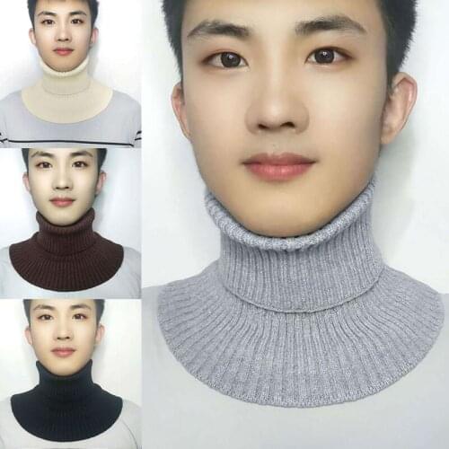 False Collar Scarf Fo Men Winter Warmth Neck Cover Bib Stretch Elastic Soft Polyester Scarf Male Knitted Woolen Collar Ring 2021