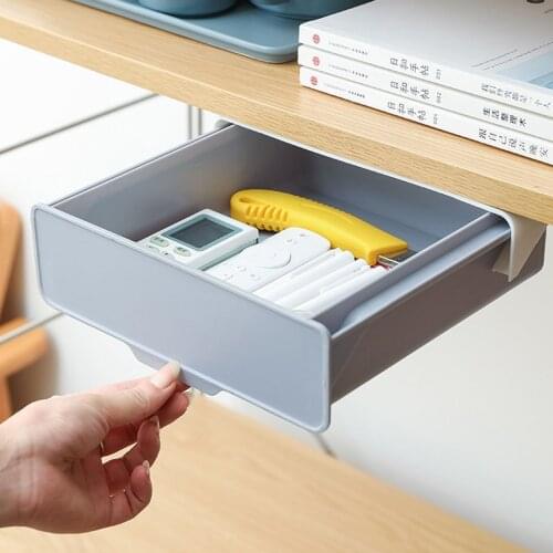 Hidden Storage Box Drawer Pencil Tray Pen Box Office Drawer Organizer Kitchen Pull-out Storage Box Punch-free Drawer Storage Box