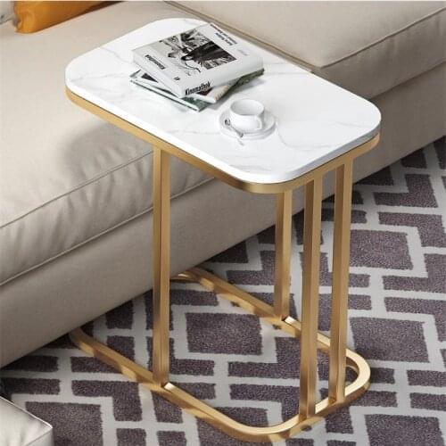 Modern Nordic Minimalist Iron Art Coffee Table Living Room Sofa Corner Table Wooden Desktop Bedroom Small Coffee Table Desk