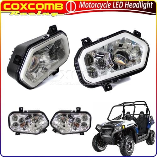 Motorcycle LED Front Headlight Lamp For Polaris RZR 4 XP 900 EFI Ranger Sportsman 2011-2014 High Low Beam LED Headlight Kit