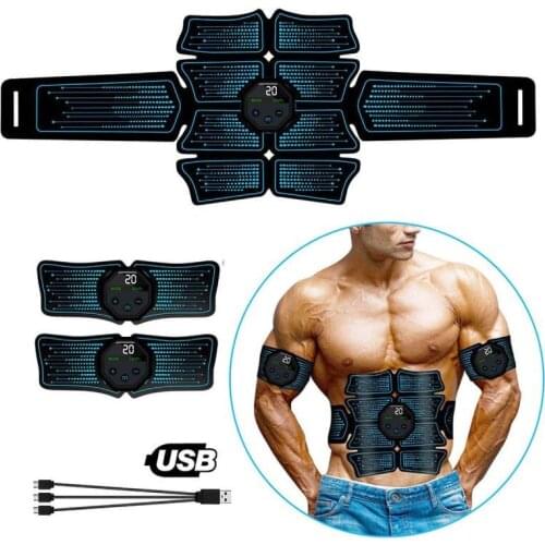 USB Rechargeable Lazy Fitness Exercise Abdominal Muscle Training Stimulator EMS Massage Belt Home Gym Workout Tool Abs Toner