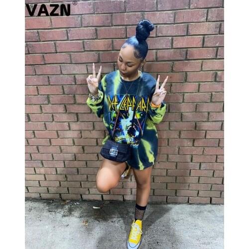 VAZN 2020 Autumn Top Quality Plus Size Casual Lazy Daily Young Free Style Full Sleeve Women Nature Loose Long Hoodies