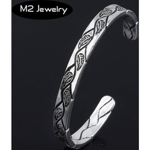 Vintage Norse Viking Bangles Bracelet Black Leaf Cuff Bracelets For Men Women Creative Talisman Jewelry Gift