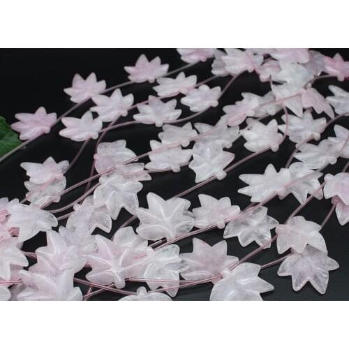 High Quality 43x42mm Pretty Natural Rose Quartzs Leaves Shape Gems Loose Beads Strand 15.5"