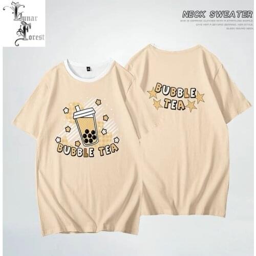 Funny Bubble Tea 3D Printing T-shirt Summer Fashion Round Neck Short Sleeve Popular Japanese Harajuku Streetwear Plus Size