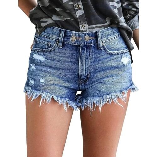 Womens denim shorts plus size fashion personality commuter locomotive frayed beard jeans shorts women