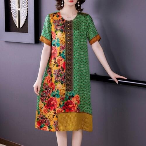 Summer Women Print Short Sleeve Vintage Sundress 2021 Casual 4XL Plus Size Beach Midi Dress Spring Elegant Bodycon Party Vestido