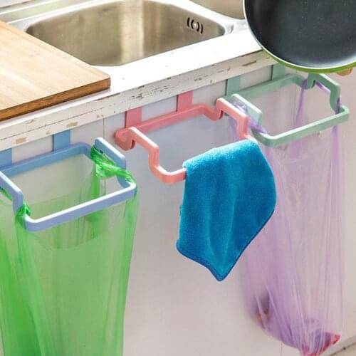 1 PC Trash Bag Holder Rack Portable Plastic Garbage Hanging Bag Storage Rack Cloth Towel Rack Kitchen Bathrooms Organzier