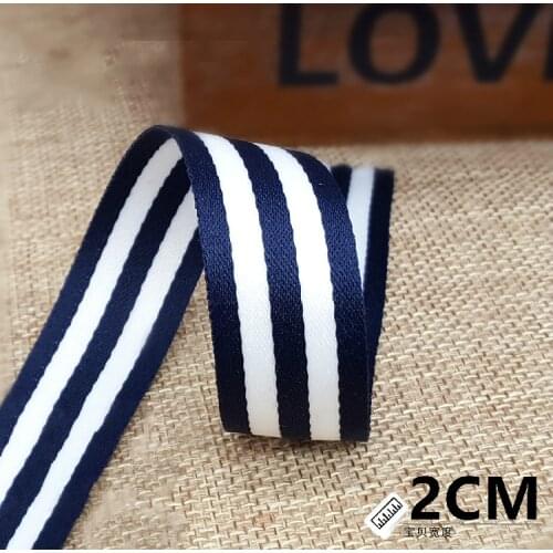 20mm Printed Navy Blue White Stripe Grosgrain Ribbon DIY Handmade Sewing Clothing Decorative Belt Gift Wrap Ribbon (1 Meter/lot)