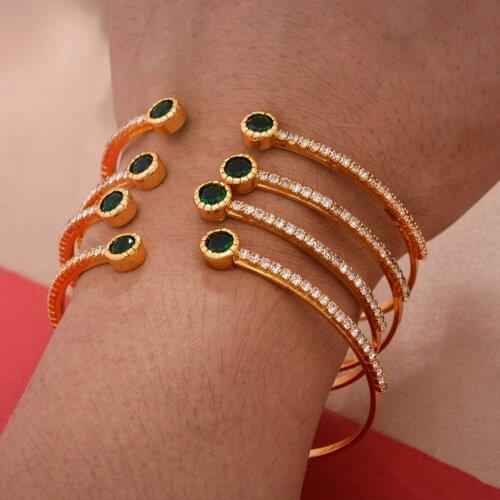 4pcs Braclet Stone Gold Color For Women Dubai Jewelry Bangles Indian Ethiopian African Bracelet Party Wedding Gifts Adjustable