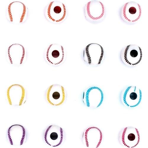 50pcs/lot DIY Jewelry Accessory 12MM Baseball Acrylic Beads Round Shape Mixing Color Bracelet Department Spacer Necklace Making
