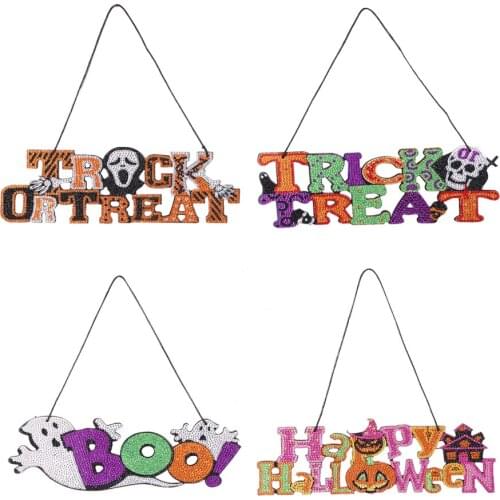 5D Diamond Crystal Pendant Mosaic Hanging DIY Drill Painting Kit Gifts Halloween Party For Home Door Window Wall Decoration