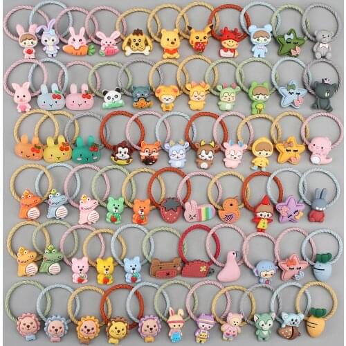 67Style 2Pcs New Cute Animal Hair Band Cartoon Princess Headwear Kids Elastic Hair Ring Ropes Girls Rubber Band Hair Accessories