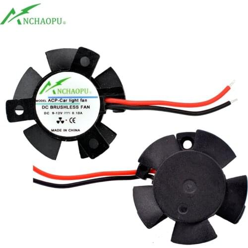 ACP-Car light fan 9-12V Universal 28x28x10mm 28mm diameter 19mm hole pitch suitable for cooling fan for LED car light bulbs