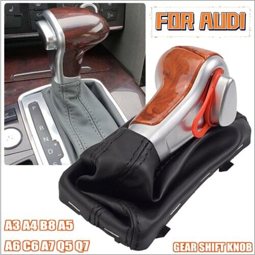 Car Leather Automatic GEAR Shift Knob shift knobs FOR AUDI A6 A3 A4 A5 A6 C6 Q5 Q7 2009 2010 2011 2012 2014 Carbon fiber