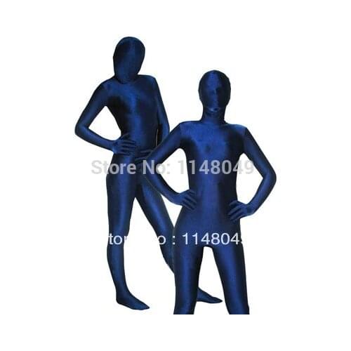 Freeshipping Deep Blue Fullbody Spandex Zentai Suit Fullbody Tight Catsuit