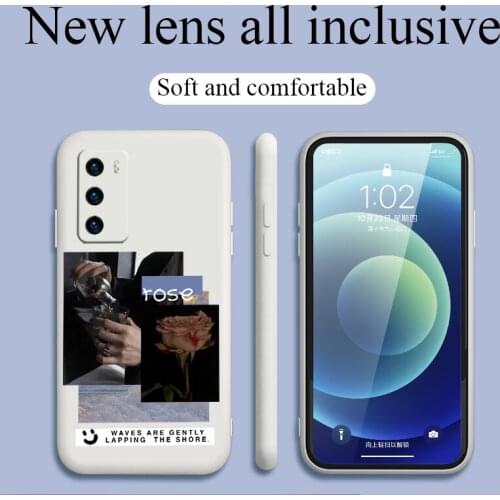 Pink rose Phone Case For Huawei P40 P40Lite P30 P20 Mate 40 40Pro 30 20 Pro Lite P Smart 2021 Y7a Silicone Cover