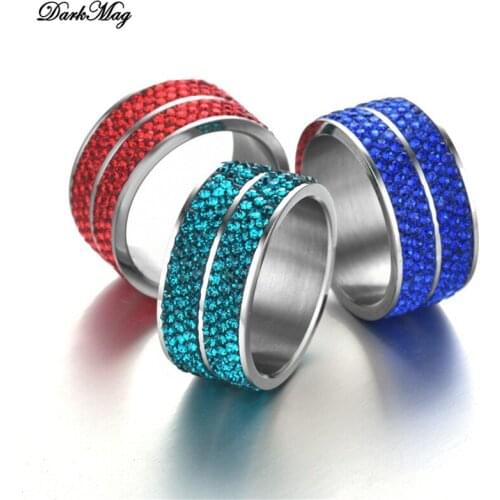 DarkMag Stylish Fashion Women Ring Finger Jewelry Green Red Blue Color Rhinestone Crystal Opal Rings 6/7/8/9 Size Hot Sale