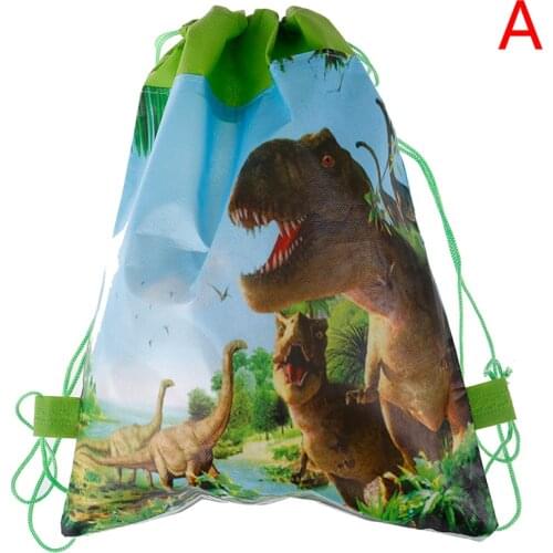 Birthday Party Boys Favors Cartoon Cute Dinosaur Theme Decorate Non-woven Fabric Baby Shower Drawstring Gifts Bags New