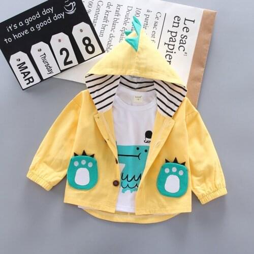 2020 new Autumn Children Cotton Clothes Baby Boys Cartoon dinosaur Zipper Hooded Coat Infant Kids Fashion Toddler jacket outwear