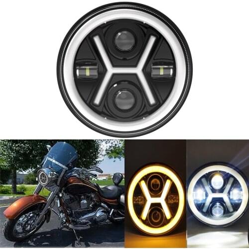 For Harley Electra Glide Fatboy Road King Electra Glide Softail Part 7" 4Led X Shape Motorcycle Headlight Motorbike Headlamp