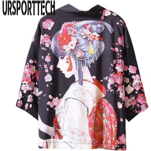 Japanese Style Beauty Print Samurai Kimono Streetwear Men Women Cardigan Japan Harajuku Anime Robe Anime Clothes 2020 Summer 3XL