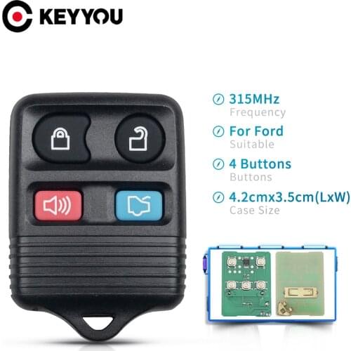 KEYYOU 315MHz 4 Buttons Replacement Remote Control Key for Ford Focus Complete Escape Mustang Thunderbird Lincoln Town