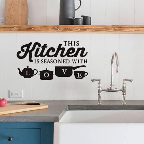 Kitchen Pot Cup Love Art Dining Room Wall Sticker English Kitchen Kitchen Dining Room Removable Personality Wall Sticker
