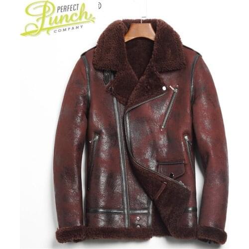 Jacket Winter Men Autumn Coat Male Motorcycle Mens Clothing Real Sheepskin Leather Clothes Chaqueta Hombre LXR628