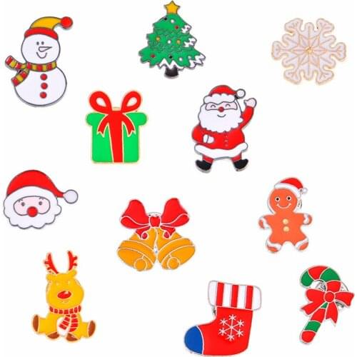 Hot Creative Cartoon Santa Claus Snowman Bear Deer Enamel Pin Badges Brooch Men Fashion Jewelry Christmas Party Womens Brooches