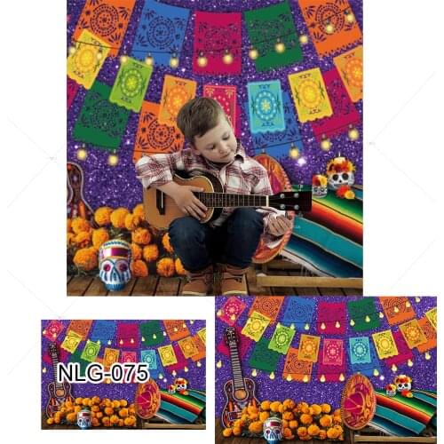 Mexico Fiesta Theme Backdrop Day of The Dead Dia De Los Muertos Birthday Party Photography Background Banner Fiesta Decoration