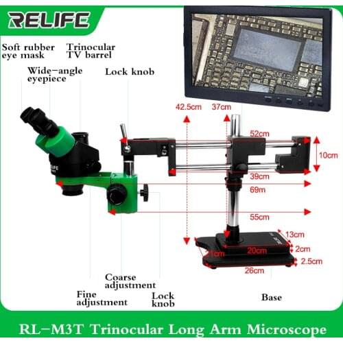 RL-M3T mobile phone repair microscope, 7-45x continuous zoom,Professional microscope binocular Trinocular with HDMI HD camera