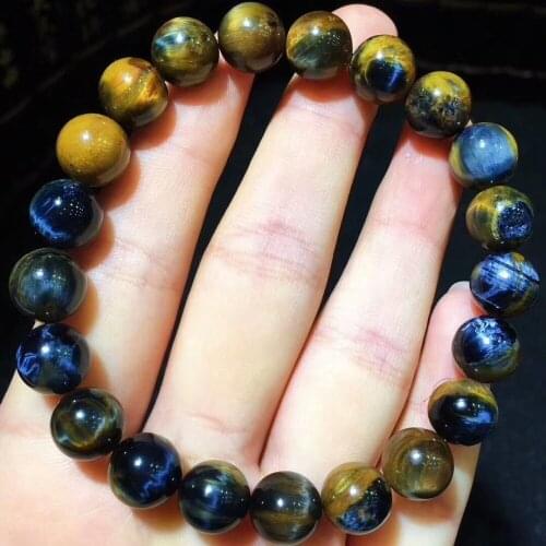 Genuine Natural Blue Yellow Pietersite Round Stone Beads Healing Women Man Bracelet AAAA 10mm