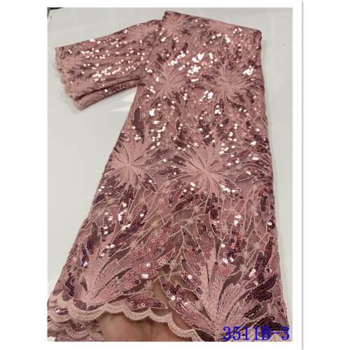 NIAI Nigerian Net Mesh Tulle Lace Top Selling Sequins Lace Fabrics Nigerian Lace Fabrics For Dress XY3511B-7