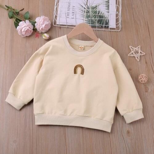 2021 New Spring Autumn Long Sleeve Rainbow Embroidery Sweatshirt Childrens Clothing Baby Boy Clothing For Girls For 1-4Years