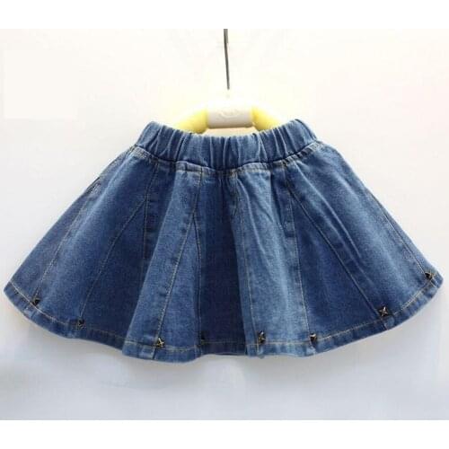 New 4-11 year girl baby fashion short girl childrens clothing washed denim wild rivet solid color denim short princess