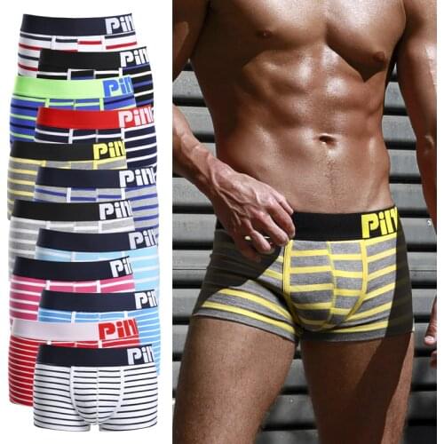 New! Pink Heroes Fashion Underwear Cotton Men Boxer Shorts High-quality Men Panties Striped Male Underpants Comfortable So Cool