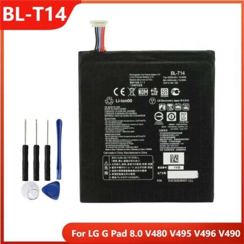 Original Tablet Battery BL-T14 For LG G Pad 8.0 V480 V495 V496 V490 Replacement Rechargable Batteries 4000mAh With Free Tools