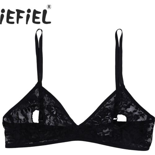 Sexy Female Women Lingerie Bra Tops Soft Lace Floral Sheer Nipple Hollow out Bralette Wire-free Unlined Bra for Nightwear Bra