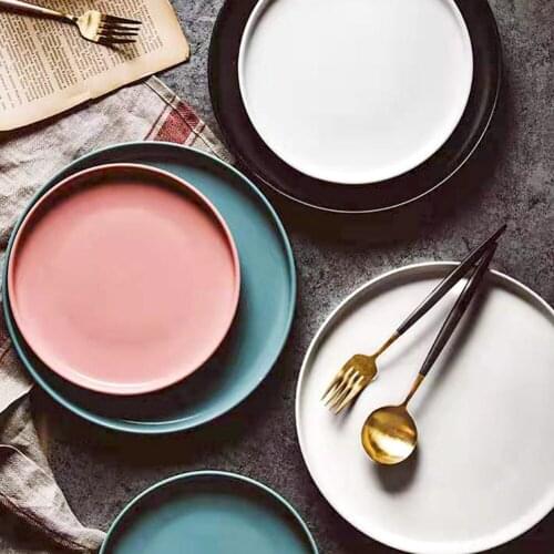 6/8 inch Ins Nordic Tableware Creative Ceramic Matte Glaze Home Tray Western Food Plate Salad Plate Steak Plate Dinner Plates