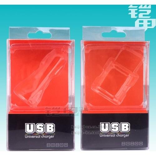 Blank transparent PVC plastic Packaging Box for the car charger Package For Samsung Android charger Case 50pcs KJ-444