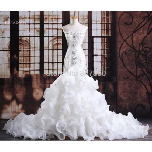 Luxurious crystals mermaid wedding dress Expensive bridal vestido de noiva robe de mariage vestido de noiva curto 2021 Customize