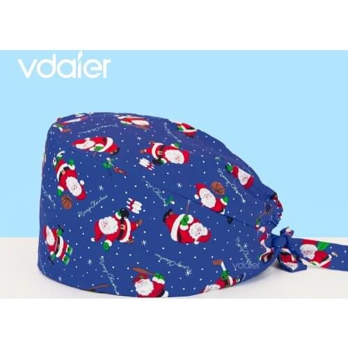 Christmas hat operating room cap Working Cap Scrub Hat Cotton Christmas Scrub cap for Women & Men nursing accessories