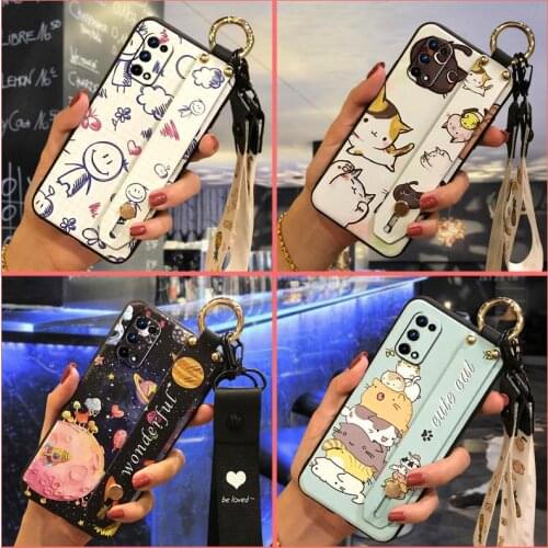 Lanyard Cute Phone Case For OPPO Realme 7 Pro New Arrival Anti-knock Original Wrist Strap Cover